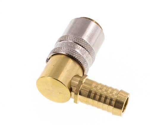 Brass DN 9 Mold Coupling Socket 13 mm Hose Pillar Unlocking Protection 90-deg