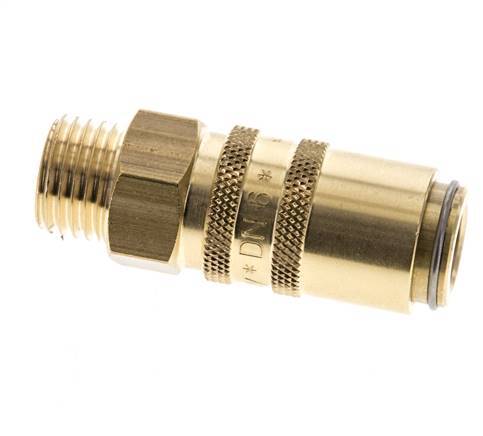 Brass DN 6 Mold Coupling Socket M14x1.5 Male Threads Double Shut-Off