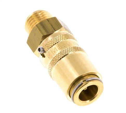 Brass DN 6 Mold Coupling Socket G 1/4 inch Male Threads Unlocking Protection Double Shut-Off