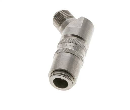 Coupleur de moule DN 6 en acier inoxydable Embout G 1/4 pouce filetage mâle Double obturation 45-deg