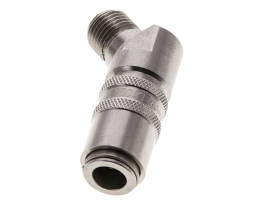 Manchon d'accouplement à air DN 6 en acier inoxydable avec filetage mâle G 1/4 pouce.