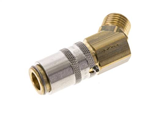 Laiton DN 6 Coupleur de moule Douille M14x1.5 Filets mâles Protection contre le déverrouillage 45-deg