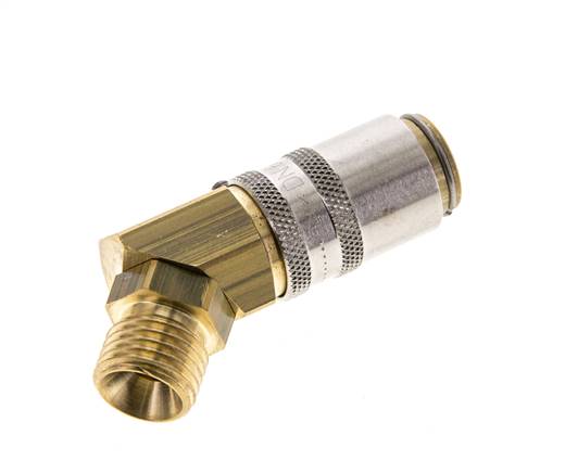 Laiton DN 6 Coupleur de moule Douille M14x1.5 Filets mâles Protection contre le déverrouillage 45-deg