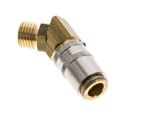 Laiton DN 6 Coupleur de moule Douille M14x1.5 Filets mâles Protection contre le déverrouillage 45-deg