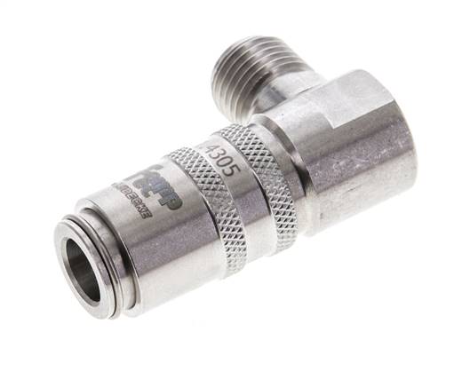 Manchon d'accouplement à air DN 6 en acier inoxydable avec filetage mâle G 1/4 pouce.
