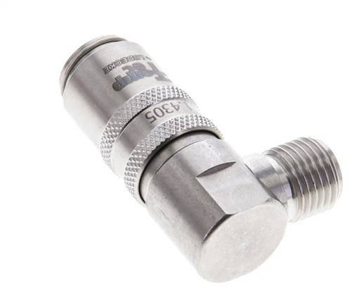 Manchon d'accouplement à air DN 6 en acier inoxydable avec filetage mâle G 1/4 pouce.