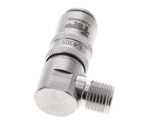 Manchon d'accouplement à air DN 6 en acier inoxydable avec filetage mâle G 1/4 pouce.