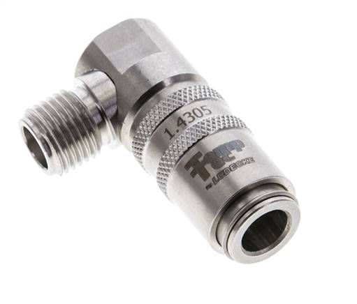 Manchon d'accouplement à air DN 6 en acier inoxydable avec filetage mâle G 1/4 pouce.