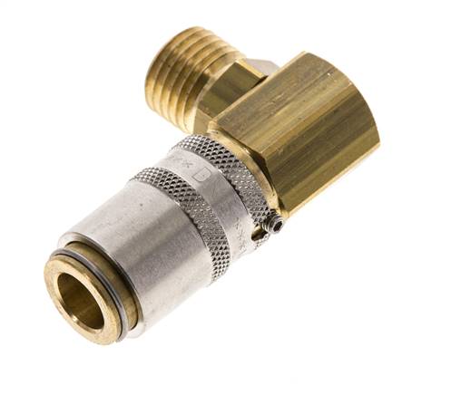 Laiton DN 6 Coupleur de moule Douille M14x1.5 Filets mâles Protection contre le déverrouillage 90-deg