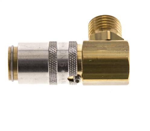 Laiton DN 6 Coupleur de moule Douille M14x1.5 Filets mâles Protection contre le déverrouillage 90-deg