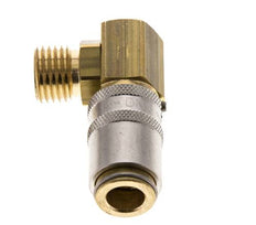 Laiton DN 6 Coupleur de moule Douille M14x1.5 Filets mâles Protection contre le déverrouillage 90-deg