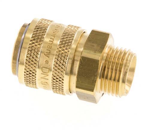Brass DN 9 Mold Coupling Socket G 3/8 inch Male Threads Double Shut-Off
