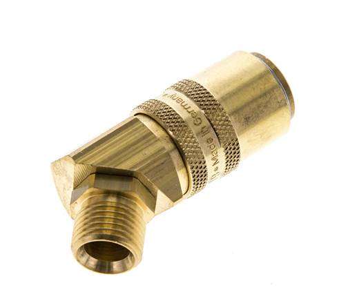 Coupleur de moule en laiton DN 9 Filets mâles M16x1.5 Double obturation 45-deg