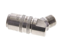 Coupleur de moule DN 9 en acier inoxydable Prise femelle G 3/8 pouce filetage mâle Double obturation 45-deg