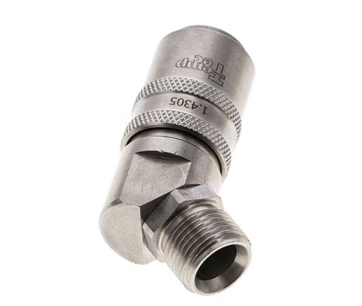Coupleur de moule DN 9 en acier inoxydable Prise femelle G 3/8 pouce filetage mâle Double obturation 45-deg