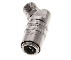 Coupleur de moule DN 9 en acier inoxydable Prise femelle G 3/8 pouce filetage mâle Double obturation 45-deg