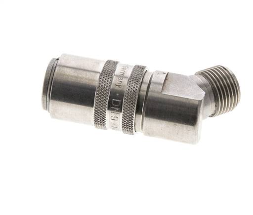Manchon d'accouplement à air DN 9 en acier inoxydable avec filetage mâle G 3/8 pouce.