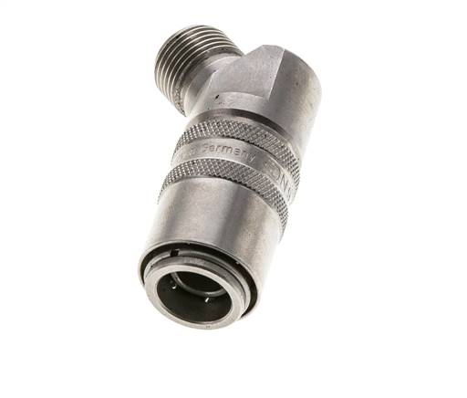 Manchon d'accouplement à air DN 9 en acier inoxydable avec filetage mâle G 3/8 pouce.