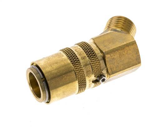 Laiton DN 9 Coupleur de moule Filets mâles M16x1.5 Protection contre le déverrouillage Double obturation 45-deg