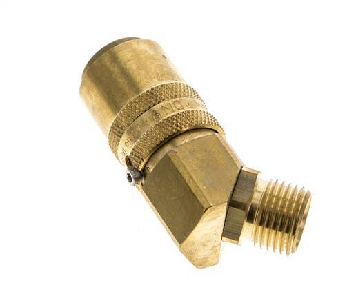Laiton DN 9 Coupleur de moule Filets mâles M16x1.5 Protection contre le déverrouillage Double obturation 45-deg