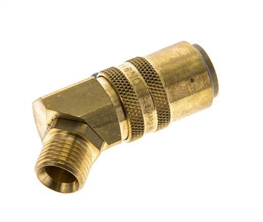 Laiton DN 9 Coupleur de moule Filets mâles M16x1.5 Protection contre le déverrouillage Double obturation 45-deg
