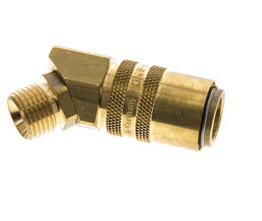 Laiton DN 9 Coupleur de moule Filets mâles M16x1.5 Protection contre le déverrouillage Double obturation 45-deg