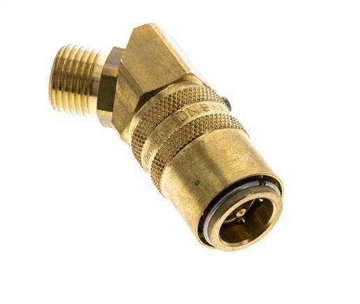 Laiton DN 9 Coupleur de moule Filets mâles M16x1.5 Protection contre le déverrouillage Double obturation 45-deg