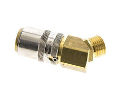 Laiton DN 9 Coupleur de moule Douille M16x1.5 Filets mâles Protection contre le déverrouillage 45-deg