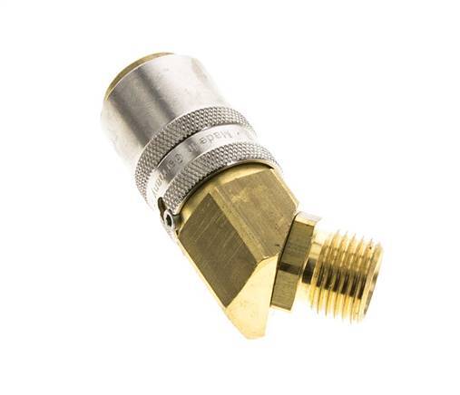 Laiton DN 9 Coupleur de moule Douille M16x1.5 Filets mâles Protection contre le déverrouillage 45-deg
