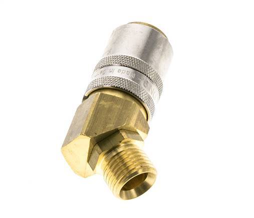 Laiton DN 9 Coupleur de moule Douille M16x1.5 Filets mâles Protection contre le déverrouillage 45-deg