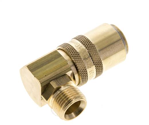 Coupleur de moule DN 9 en laiton G 3/8 pouce filetage mâle double obturation 90-deg