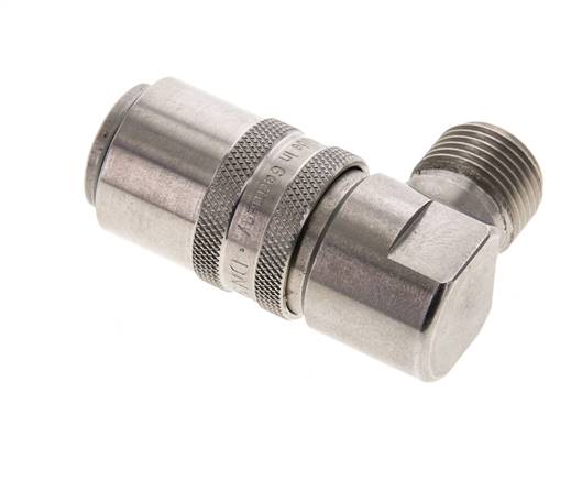 Coupleur de moule DN 9 en acier inoxydable Prise femelle G 3/8 pouce filetage mâle Double obturation 90-deg