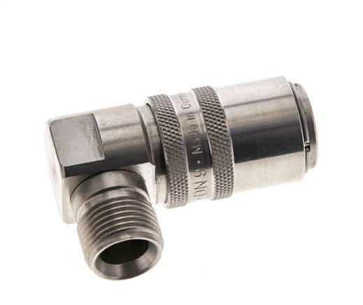 Coupleur de moule DN 9 en acier inoxydable Prise femelle G 3/8 pouce filetage mâle Double obturation 90-deg