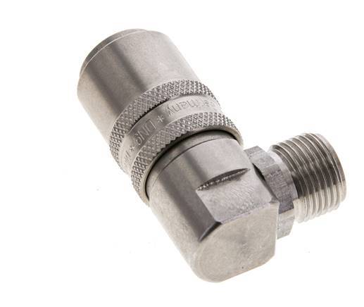 Manchon d'accouplement à air DN 9 en acier inoxydable avec filetage mâle G 3/8 pouce.