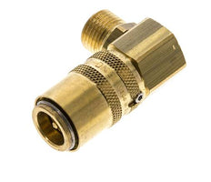 Laiton DN 9 Coupleur de moule Filets mâles M16x1.5 Protection contre le déverrouillage Double obturation 90-deg