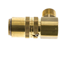 Laiton DN 9 Coupleur de moule Filets mâles M16x1.5 Protection contre le déverrouillage Double obturation 90-deg