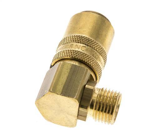 Laiton DN 9 Coupleur de moule Filets mâles M16x1.5 Protection contre le déverrouillage Double obturation 90-deg