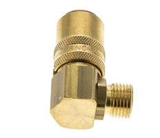 Laiton DN 9 Coupleur de moule Filets mâles M16x1.5 Protection contre le déverrouillage Double obturation 90-deg