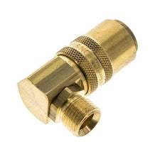 Laiton DN 9 Coupleur de moule Filets mâles M16x1.5 Protection contre le déverrouillage Double obturation 90-deg