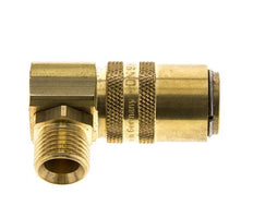 Laiton DN 9 Coupleur de moule Filets mâles M16x1.5 Protection contre le déverrouillage Double obturation 90-deg