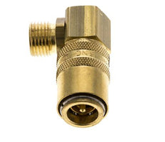 Laiton DN 9 Coupleur de moule Filets mâles M16x1.5 Protection contre le déverrouillage Double obturation 90-deg