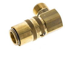 Brass DN 9 Mold Coupling Socket G 3/8 inch Male Threads Unlocking Protection Double Shut-Off 90-deg