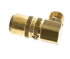Laiton DN 9 Coupleur de moule Douille G 3/8 pouce filetage mâle Protection contre le déverrouillage Double obturation 90-deg