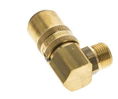 Laiton DN 9 Coupleur de moule Douille G 3/8 pouce filetage mâle Protection contre le déverrouillage Double obturation 90-deg