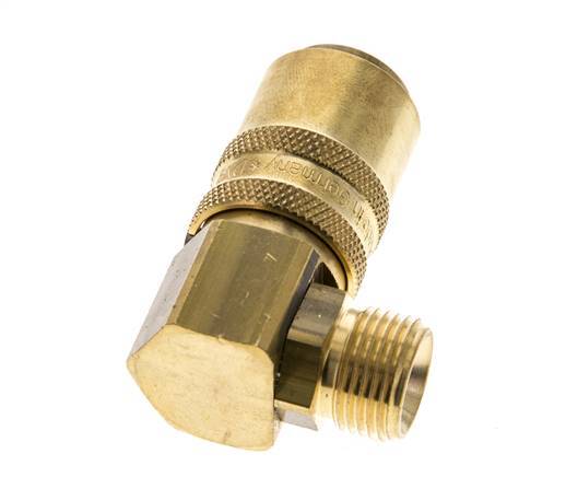 Laiton DN 9 Coupleur de moule Douille G 3/8 pouce filetage mâle Protection contre le déverrouillage Double obturation 90-deg