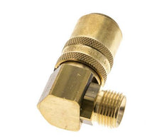 Laiton DN 9 Coupleur de moule Douille G 3/8 pouce filetage mâle Protection contre le déverrouillage Double obturation 90-deg
