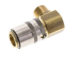 Laiton DN 9 Coupleur de moule Douille M16x1.5 Filets mâles Protection contre le déverrouillage 90-deg