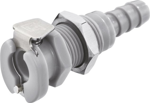 PP DN 3.2 Linktech Coupling Socket 1.6 mm Hose Pillar Bulkhead Double Shut-Off Grey 20 Series