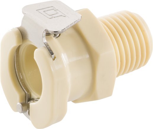 Coupleur Linktech en PP DN 6.4 Filets NPT mâle 1/4 pouce Double obturation Série Beige 40