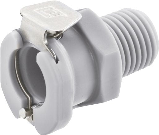 Coupleur Linktech en PP DN 6.4 Filetage 3/8 pouce mâle NPT Gris Série 40